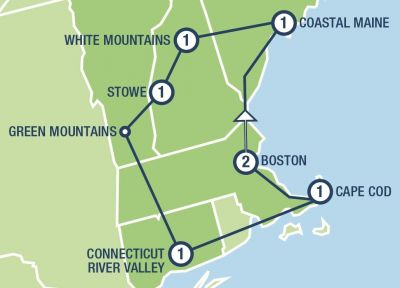 Map showing the Tour regions